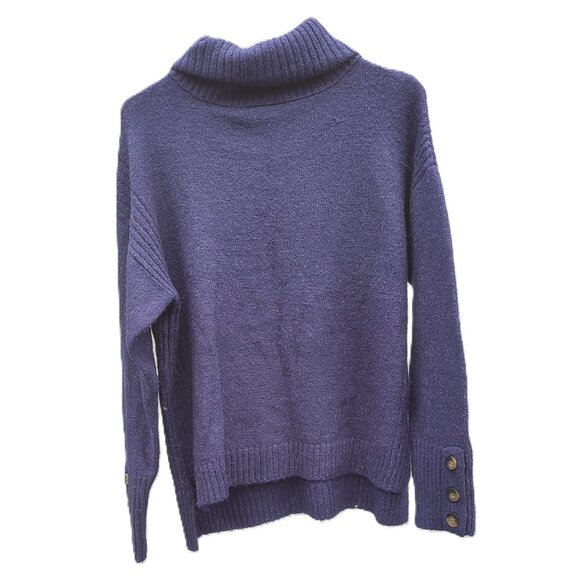 Blush & Bloom Navy Blue Sweater Turtle Neck 3/4 Sleeves Size Small Oversized - Picture 1 of 7